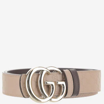 Gucci Reversible Leather With Gg Motif Belt In White