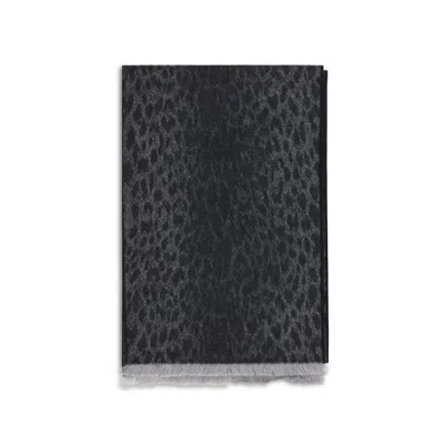 Gucci Reversible Merino Wool Leopard-print And Monogram Scarf In Gray