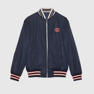Gucci Reversible Nylon Canvas Jacket In Blue