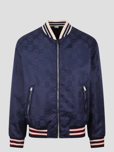 Gucci Reversible Nylon Canvas Jacket In Blue