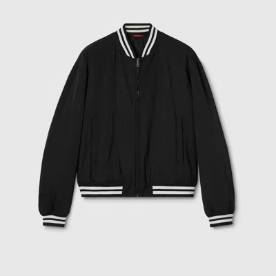 Gucci Reversible Nylon Twill Zip Jacket In Black