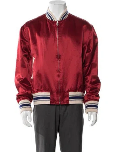 Pre-owned Gucci Reversible Orgasmique Striped Bomber Jacket In Red