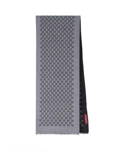 Gucci Reversible Scarf "gg" In Gray