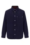 Gucci Blue Jacket With Classic Collar And Reversible Design In Cotton Man In Blue