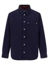 Gucci Blue Jacket With Classic Collar And Reversible Design In Cotton Man In Blue