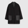 Gucci Reversible Silk Wool Coat In Black