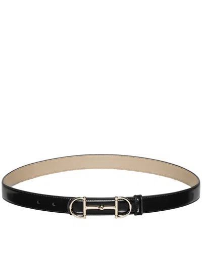Gucci Reversible Slim Belt With Clasp In Black