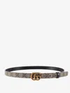 Gucci Women Reversible Supreme Gg Fabric And Leather Belt