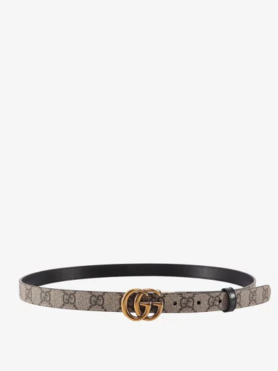 Gucci Reversible Supreme Gg Fabric And Leather Belt In Black
