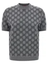 Gucci Reversible Sweater Gg Jacquard Sweaters And Cardigans Multicolor In Gray