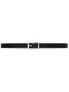 Gucci Reversible Thin Belt With Rectangular Buckle In Black