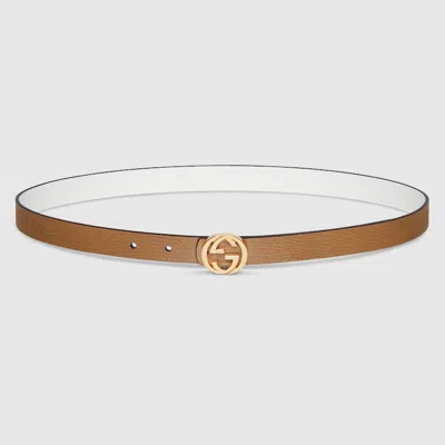 Gucci Reversible Thin Belt In Brown