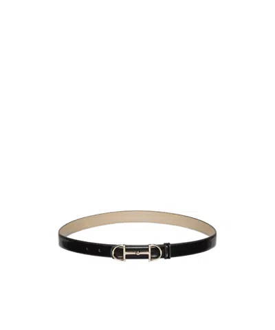 Gucci Reversible Thin Belt With Horsebit In Brown