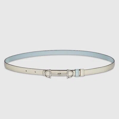 Gucci Reversible Thin Belt With Horsebit In Neutral