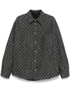 Gucci Men Grey Reversible Shirt With Gg Jacquard All-over Motif In Cotton Man In Multi