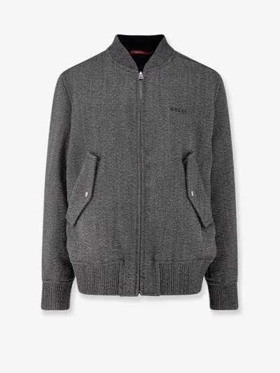 Gucci Men Reversible Wool And Nylon Jacket In Gray