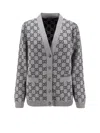 Gucci Women Reversible Wool Cardigan With Gg Motif In Gray