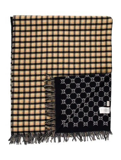 Pre-owned Gucci Reversible Wool Scarf In Multi