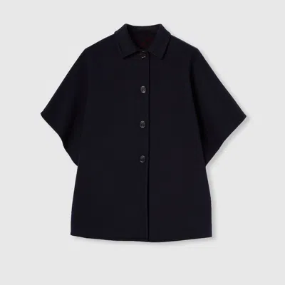 Gucci Reversible Wool Silk Coat In Blue