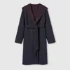 Gucci Reversible Wool And Silk Blend Coat Gg In Blue