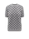 Gucci Grey Reversible Crewneck Sweater With Ribbed Trims In Gg Wool Jacquard Woman In Gray