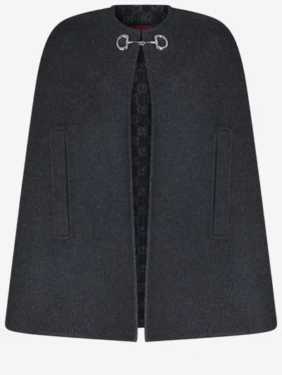 Gucci Reversible Wool-blend Cape In Blue