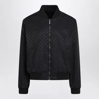 Gucci Reversible Zip-up Jacket In Lightweight Silk Faille In Black