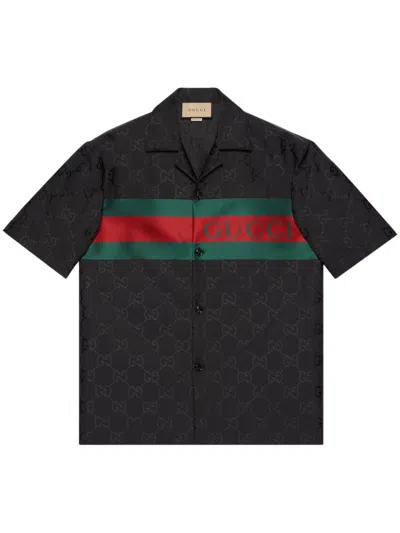 Gucci Gg Jacquard Bowling Shirt In Schwarz