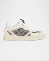 Gucci Re-web Leather And Original Gg Fabric Sneakers In Iv Be-bl Wh