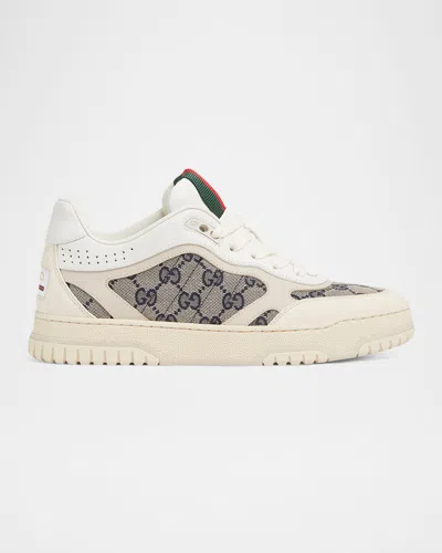 GUCCI REWEB GG LOW-TOP LEATHER SNEAKERS