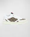 Gucci Re-web Leather And Original Gg Fabric Sneakers In Ivory Beige