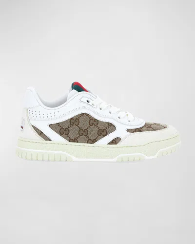 GUCCI REWEB GG LOW-TOP LEATHER SNEAKERS