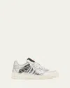 Gucci Reweb Gg Low-top Metallic Leather Sneakers In Silver