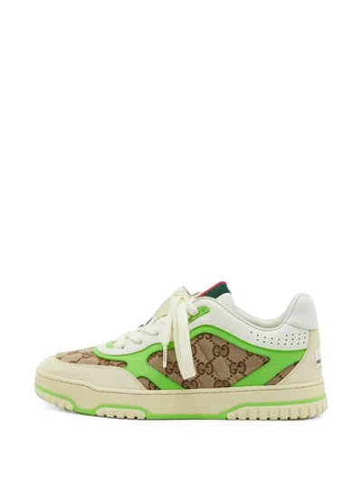 Pre-owned Gucci Re-web Gg Sneakers In Neutrals