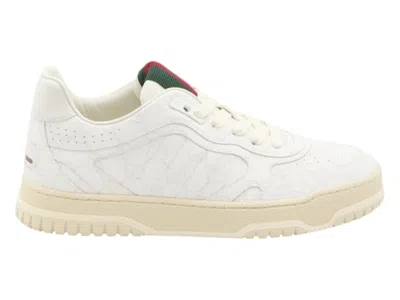 Pre-owned Gucci Reweb (women's) Sneakers In White Gg Canvas