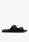 Gucci Rhein Open Suede Leather Sandals In Black