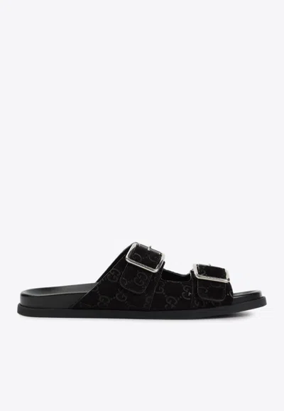 GUCCI RHEIN GG SUEDE SLIDES