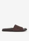 Gucci Brown Suede Open-toe Sandals With Logo Pattern In Brown