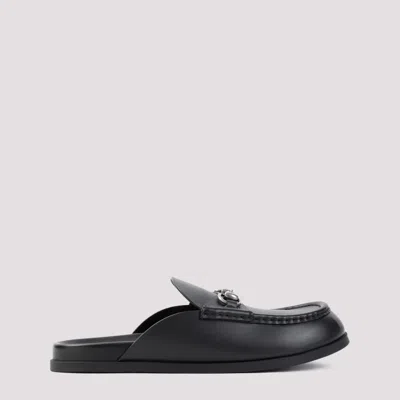 Gucci Horsebit Leather Mules In Black