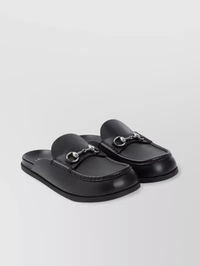 Gucci Rhein Mules Silver-toned Horsebit In Black