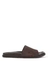 Gucci Rhein Gg Suede Slides In Brown