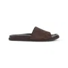 Gucci Brown Suede Open-toe Sandals With Logo Pattern In Multicolor