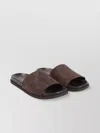 Gucci Brown Suede Open-toe Sandals With Logo Pattern