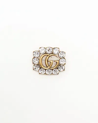 Gucci Rhinestone Brooch In Gray