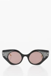 Gucci Rhinestone Cat Eye Sunglasses With Golden Effect Arms