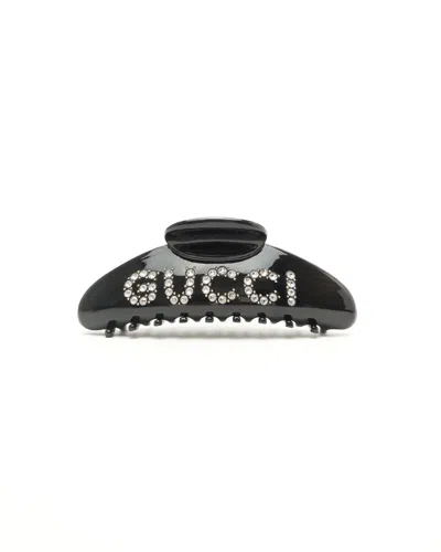 Gucci Rhinestone Hair Clip In Black