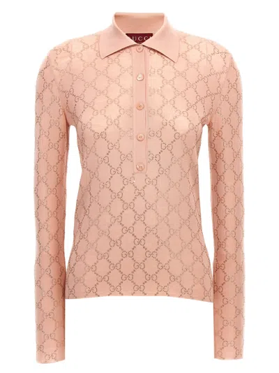 GUCCI RHINESTONE LOGO POLO SHIRT