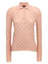 Gucci Rhinestone Logo Polo Shirt In Pink