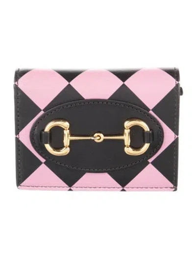 Pre-owned Gucci Rhombus 1955 Horsebit 1955 Horsebit Accent Card Holder In Black