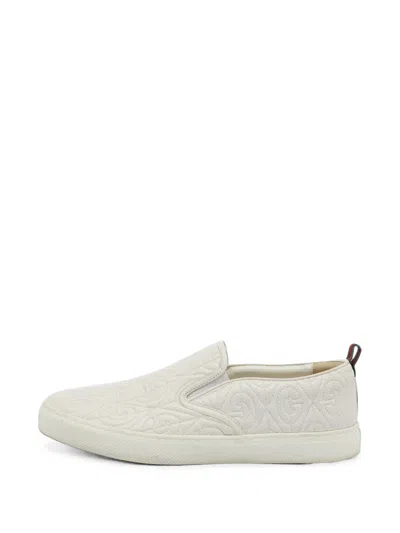 Pre-owned Gucci Rhombus Slip-on Sneakers In White